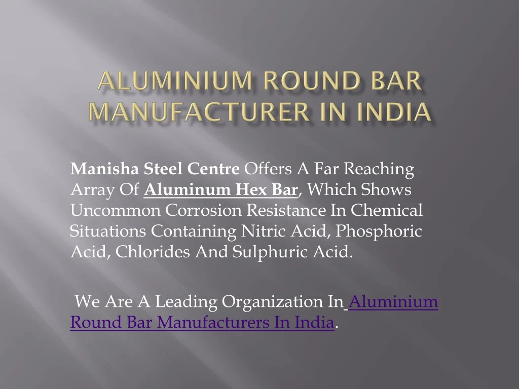 aluminium round bar manufacturer in india