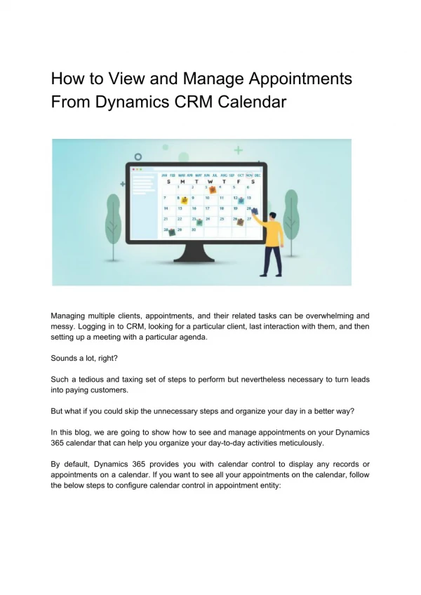 How to View and Manage Appointments From Dynamics CRM Calendar