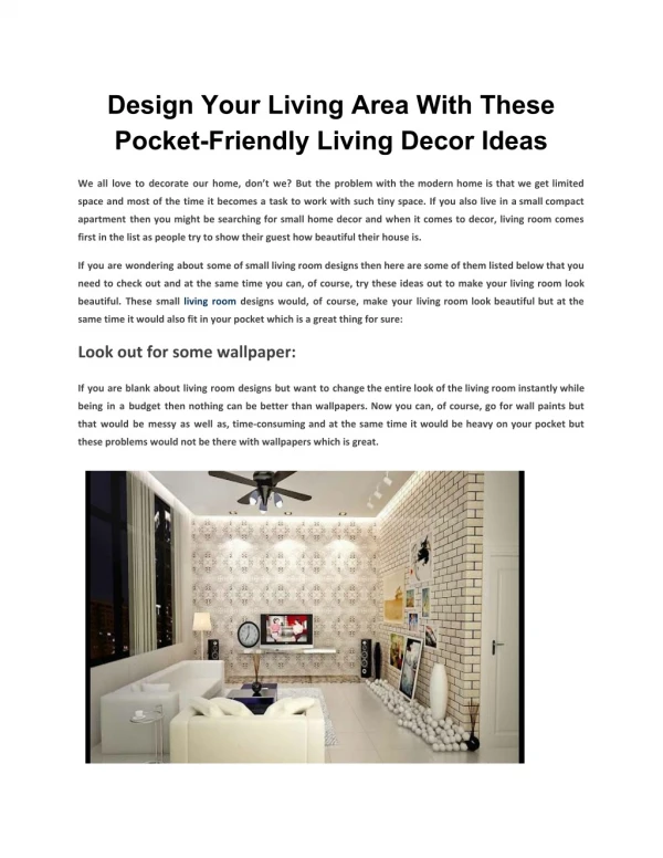 Design Your Living Area With These Pocket-Friendly Living Decor Ideas