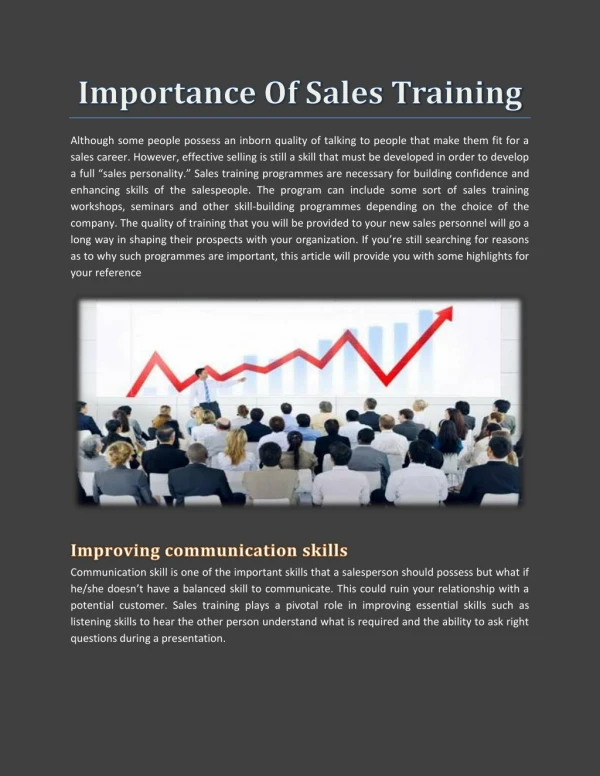 Importance Of Sales Training