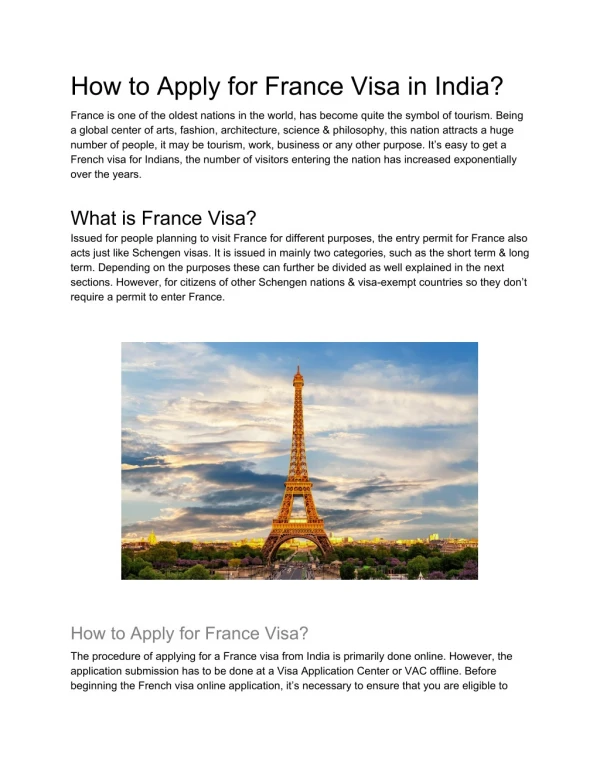 How to Apply for France Visa in India?
