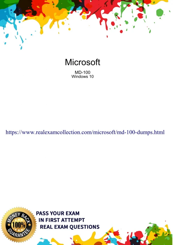 MD-100 Dumps - Pass4sure Microsoft Question Answer - RealExamCollection - 2019