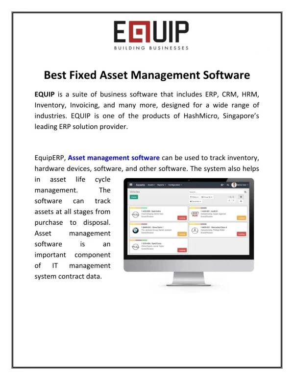 Best Fixed Asset Management Software