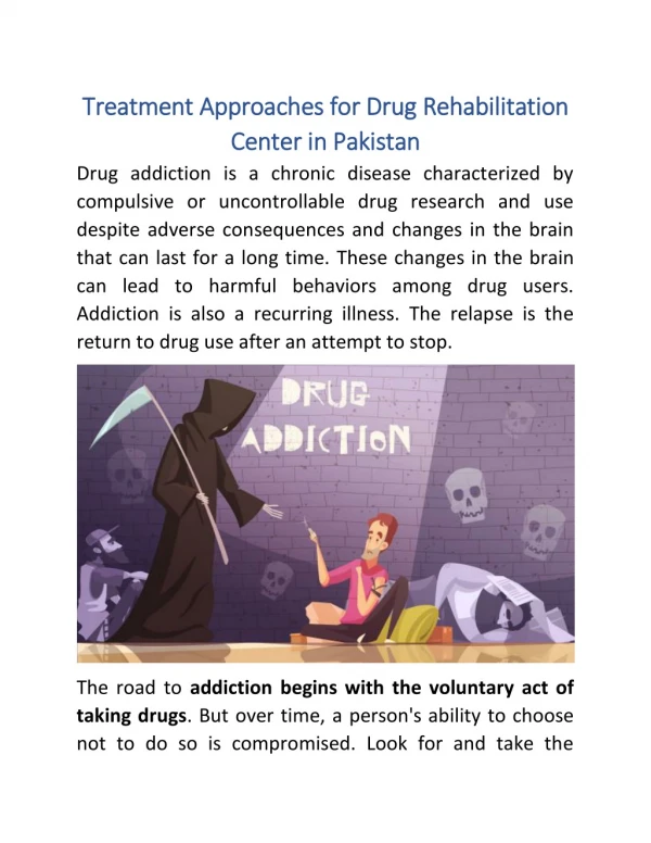 Treatment Approaches for Drug Rehabilitation Center in Pakistan