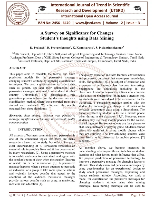 A Survey on Significance for Changes Student's thoughts using Data Mining