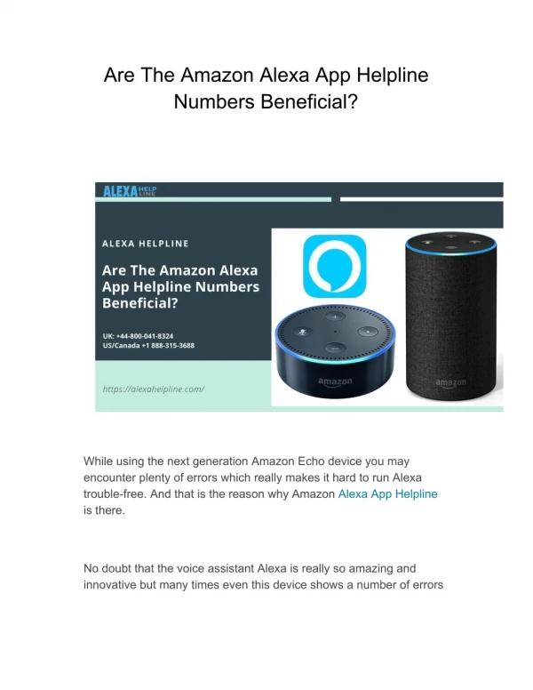 Are The Amazon Alexa App Helpline Numbers Beneficial?