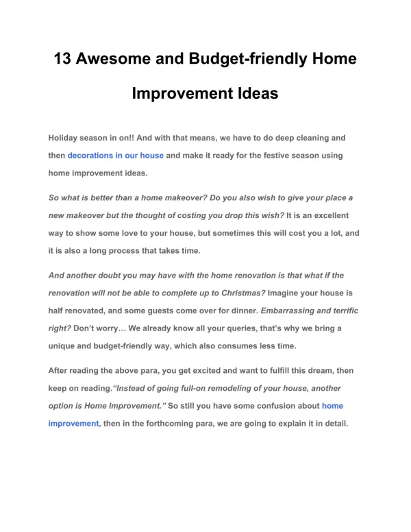 13 Awesome and Budget-friendly Home Improvement Ideas