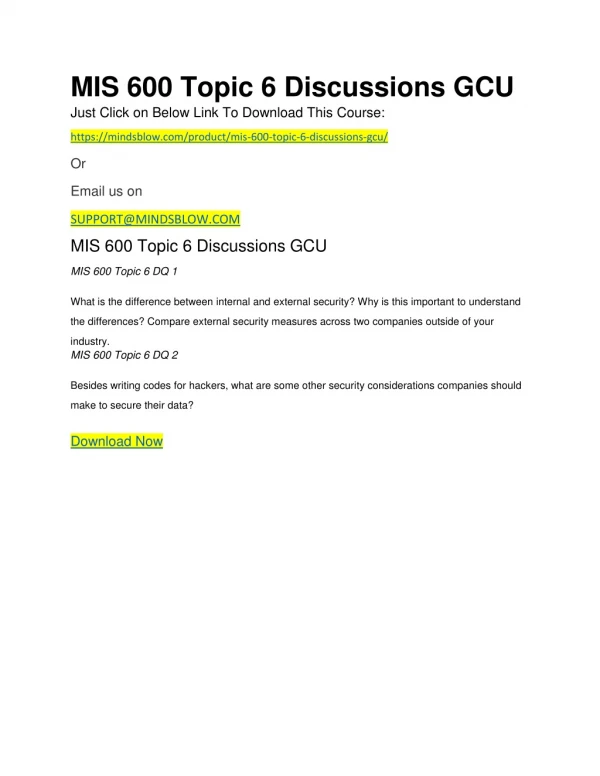 MIS 600 Topic 6 Discussions GCU