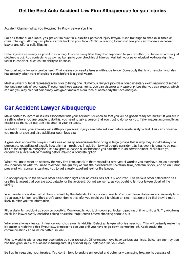 Find the Best Auto Accident Attorney Albuquerque NM if you are hurt