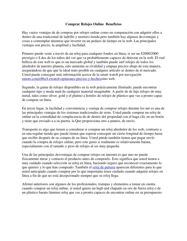 comprar relojes online beneficios