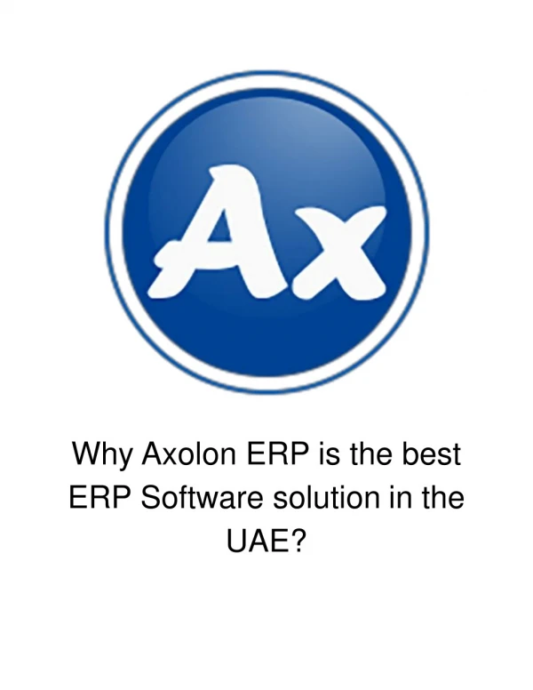 Why Axolon ERP is the best ERP Software solution in the UAE?