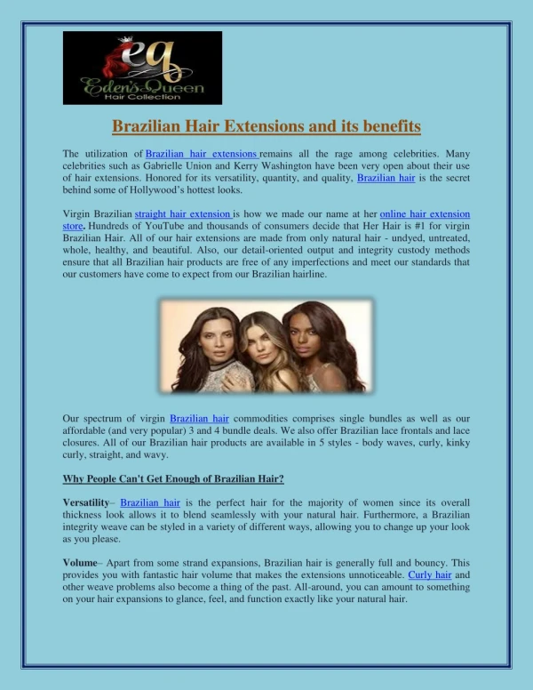 Brazilian Hair Extensions and its benefits