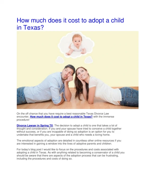 How much does it cost to adopt a child in Texas?