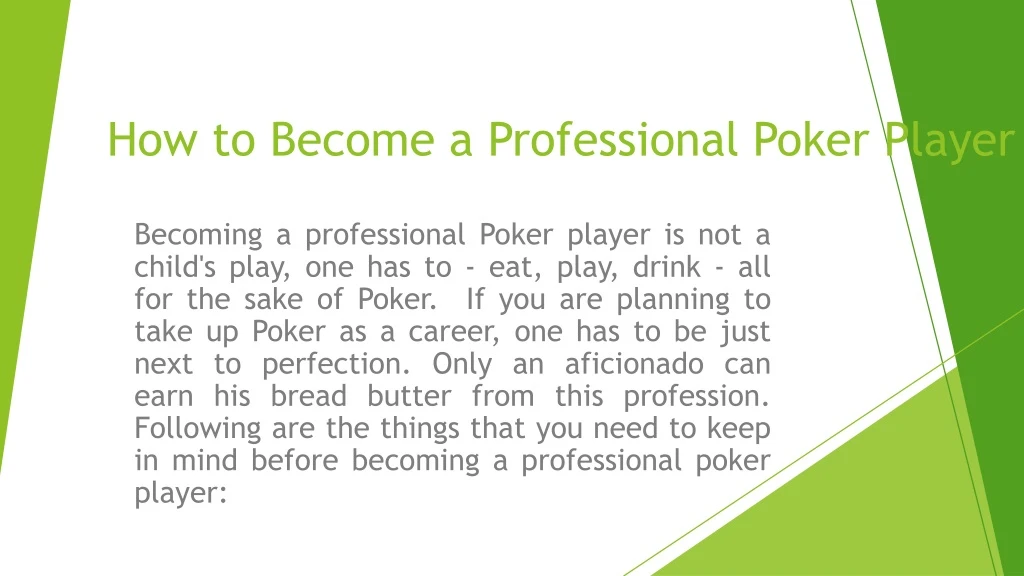 how to become a professional poker player