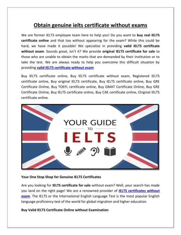Obtain genuine ielts certificate without exams