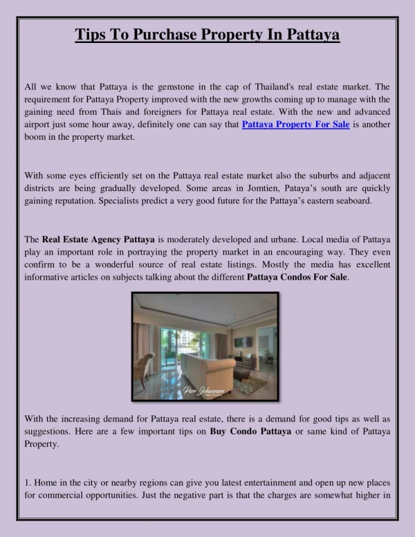 Tips To Purchase Property In Pattaya