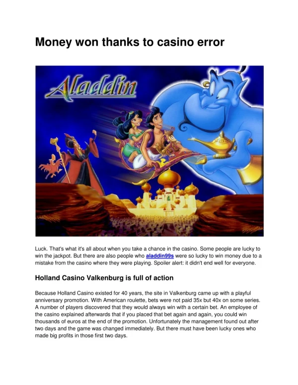 Aladdin99, Aladdin 99