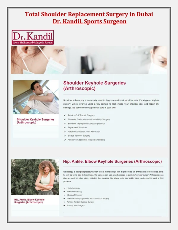 Total Shoulder Replacement Surgery in Dubai -  Dr. Kandil, Sports Surgeon