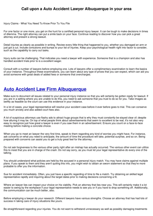 Call upon a Auto Accident Attorney Albuquerque NM close to you
