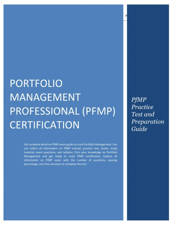 Start Your Preparation for Portfolio Management Professional (PfMP) Certification Exam