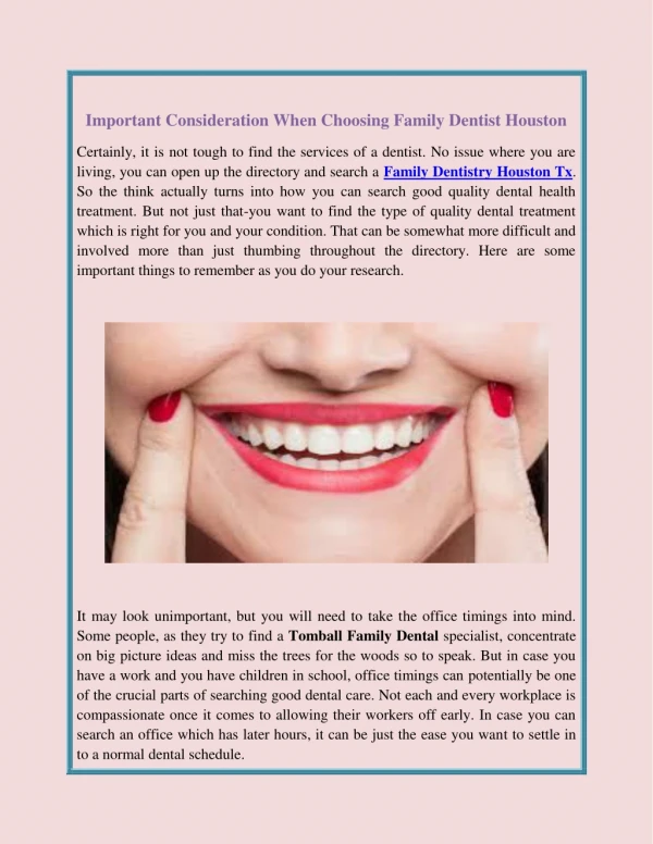 Important Consideration When Choosing Family Dentist Houston