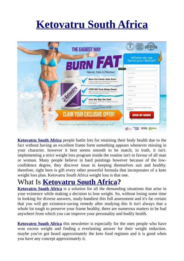 Ketovatru South Africa: Weight Loss Reviews, Price, and Official Store