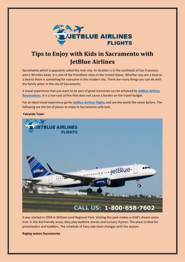 Tips to Enjoy with Kids in Sacramento with JetBlue Airlines