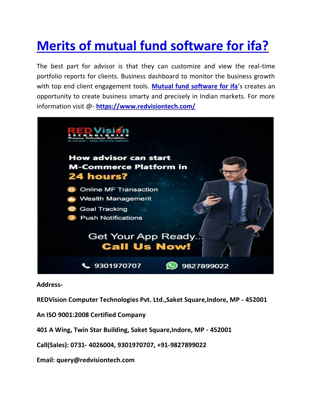 merits of mutual fund software for ifa