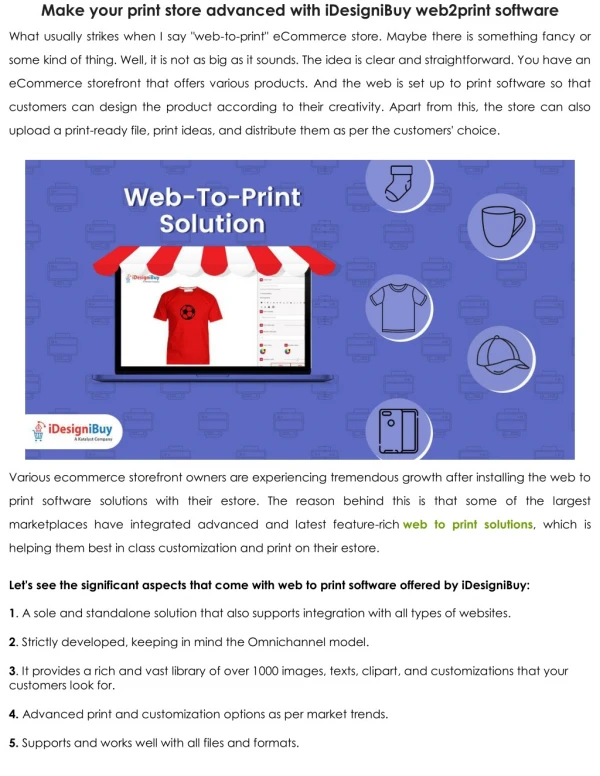 Make your print store advanced with iDesigniBuy web2print software