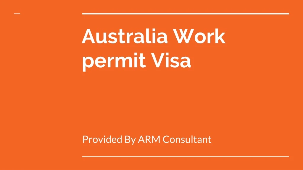 australia work permit visa