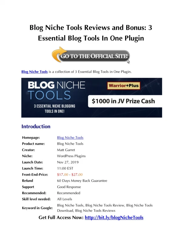 Blog Niche Tools Reviews and Bonus