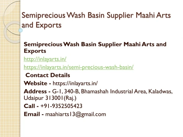 Semiprecious Wash Basin Supplier Maahi Arts and Exports