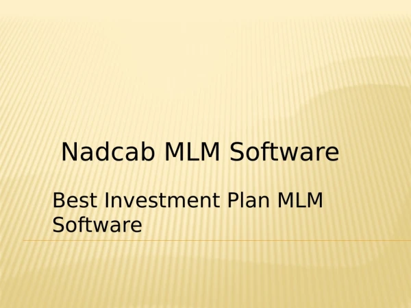 Best Investment Plan MLM Software