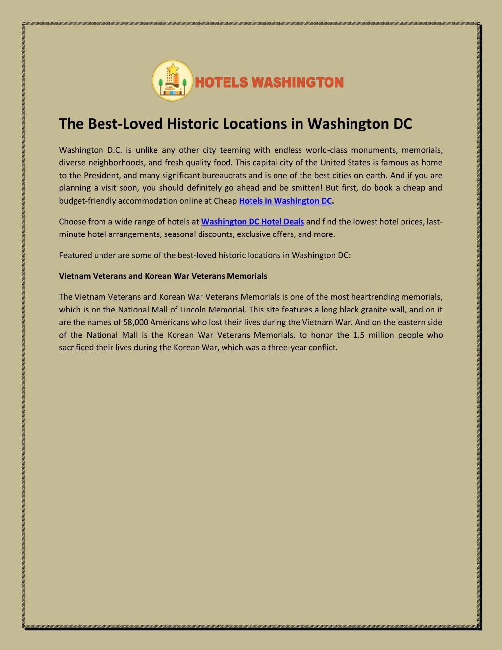 the best loved historic locations in washington dc