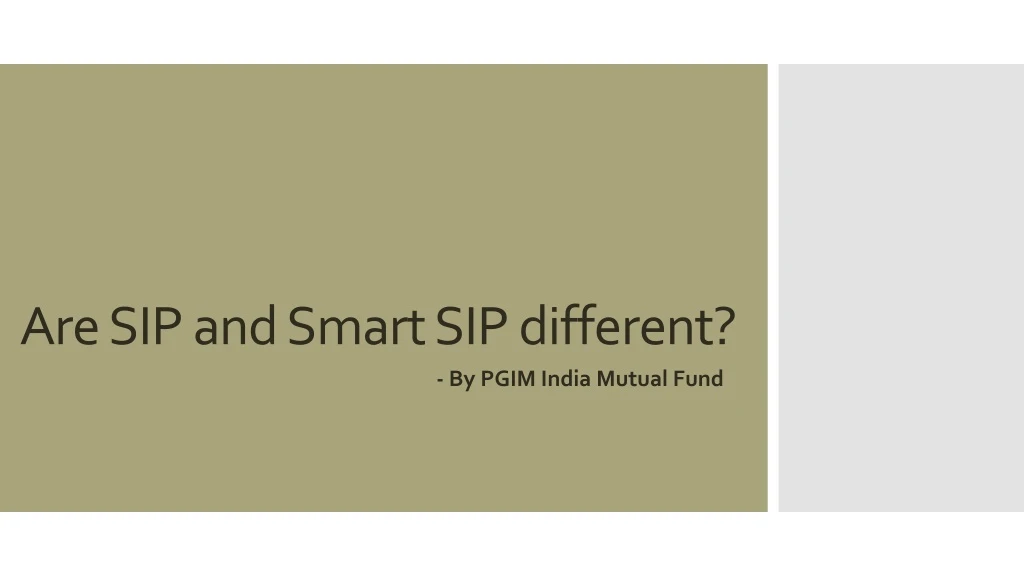 are sip and smart sip different