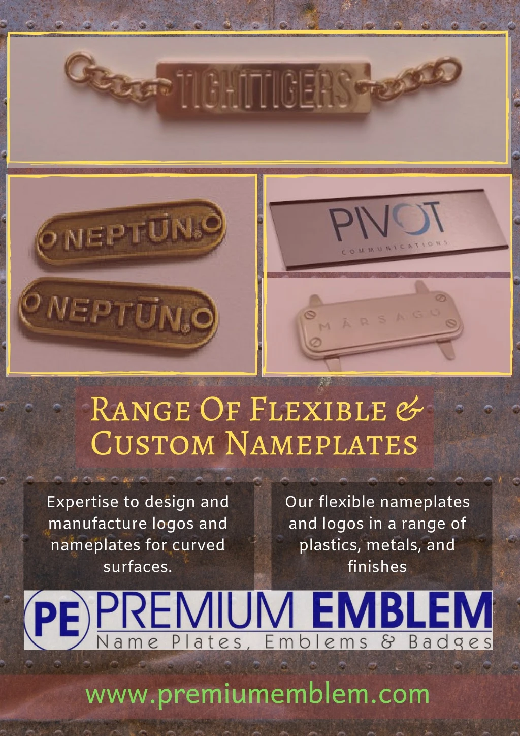 range of flexible custom nameplates