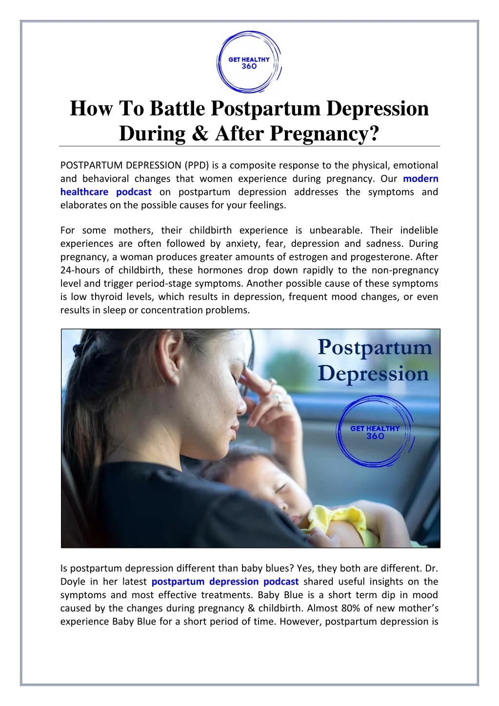 how to battle postpartum depression during after