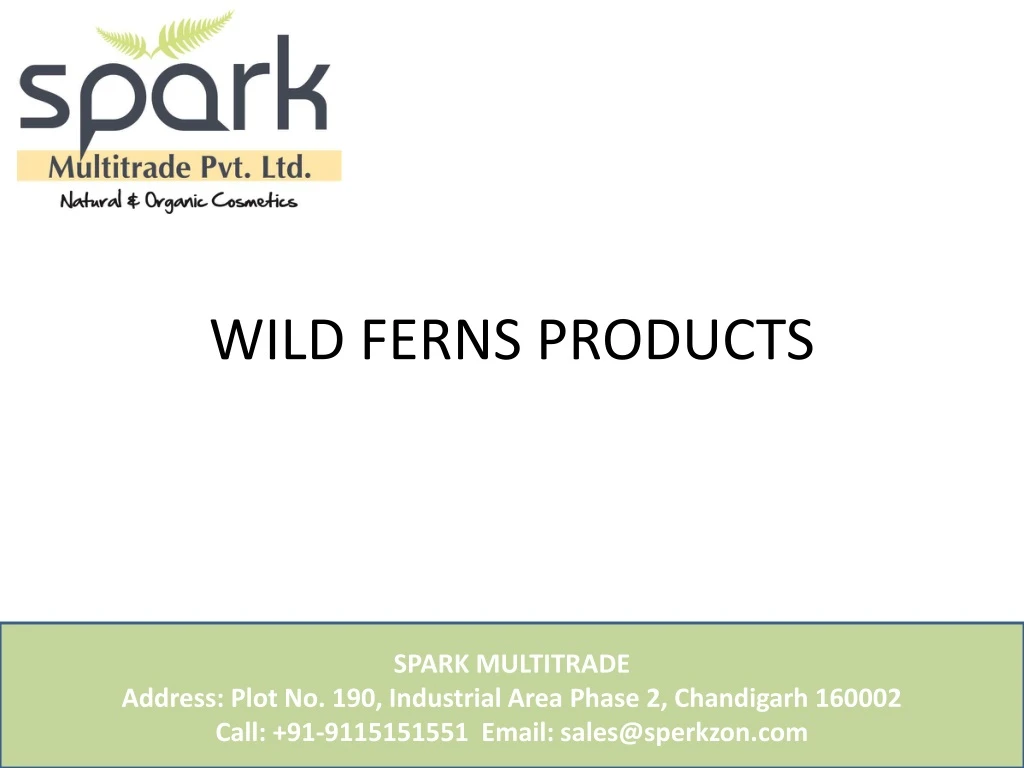 wild ferns products