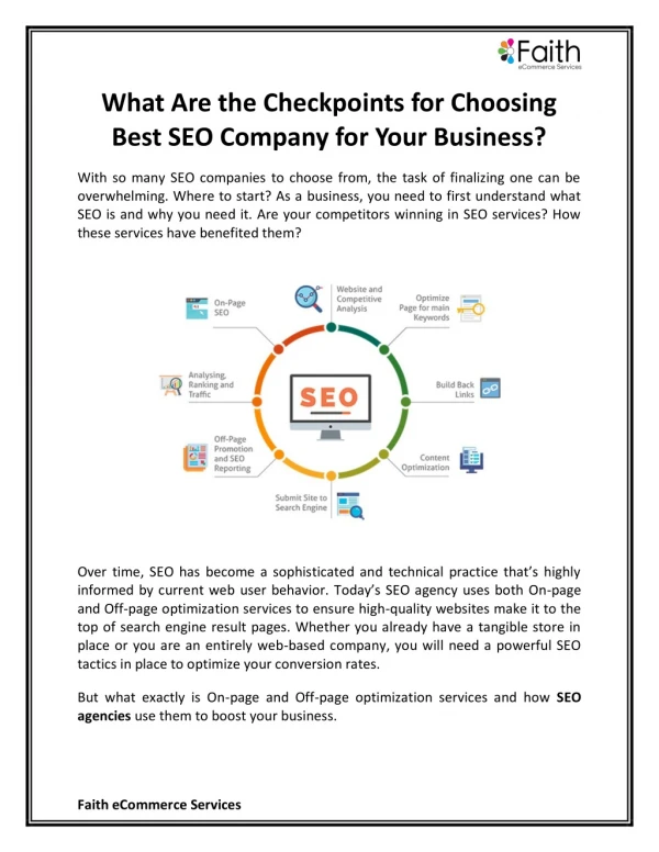 What Are the Checkpoints for Choosing Best SEO Company for Your Business?