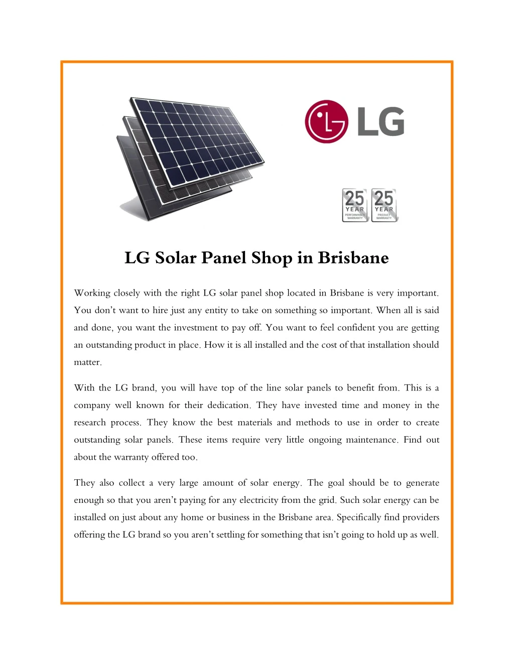 lg solar panel shop in brisbane