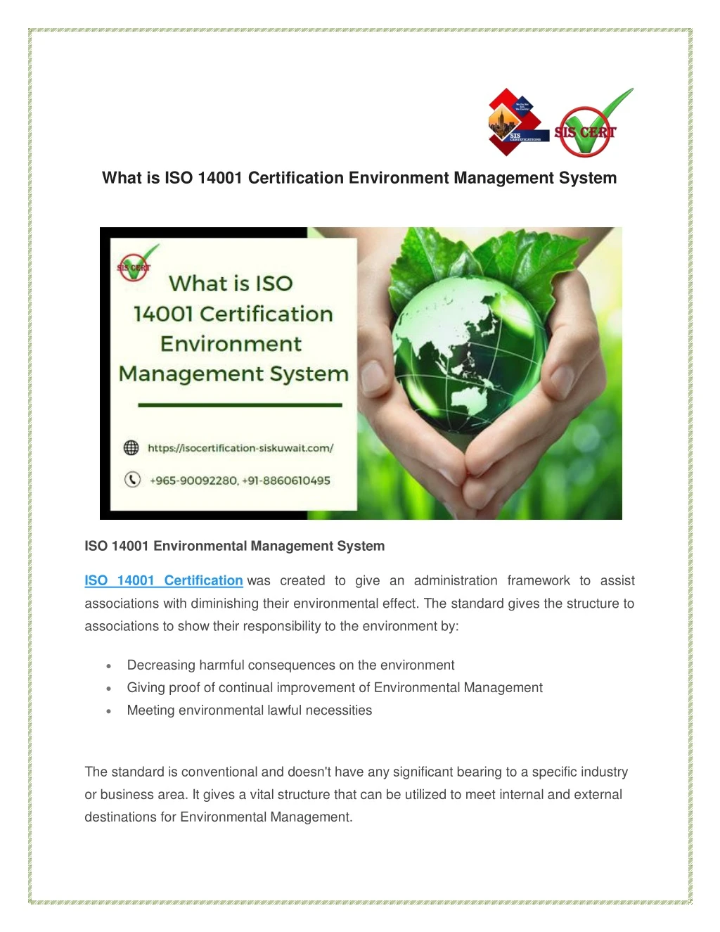 what is iso 14001 certification environment