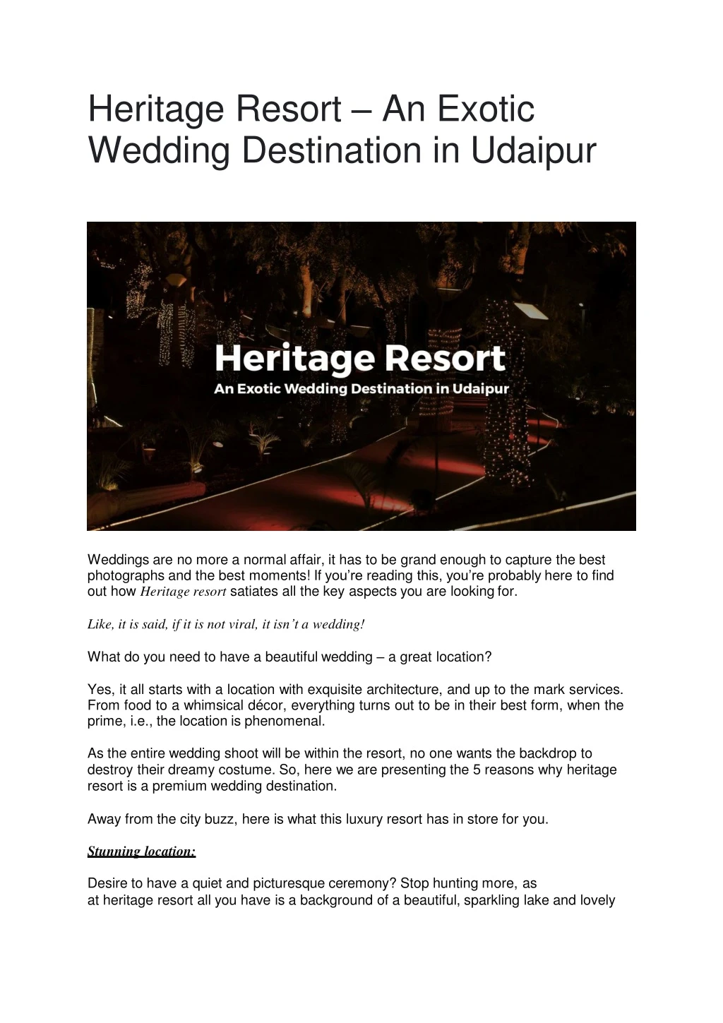 heritage resort an exotic wedding destination in udaipur