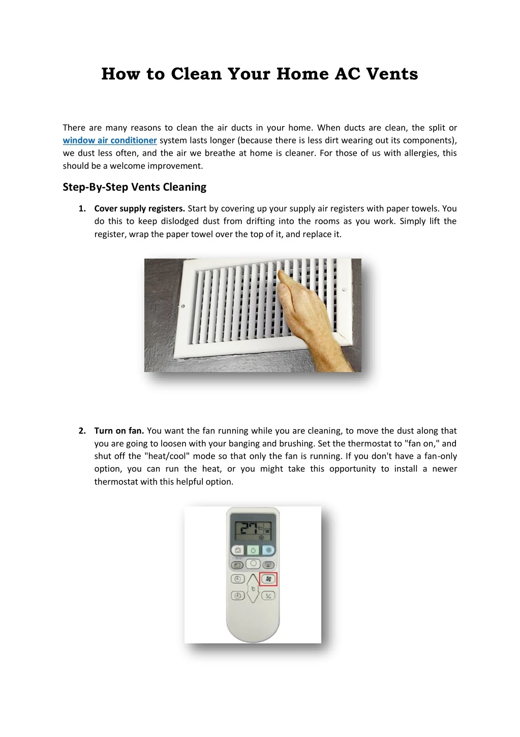 how to clean your home ac vents