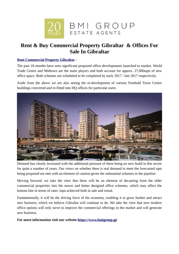 Rent & Buy Commercial Property Gibraltar & Offices For Sale In Gibraltar