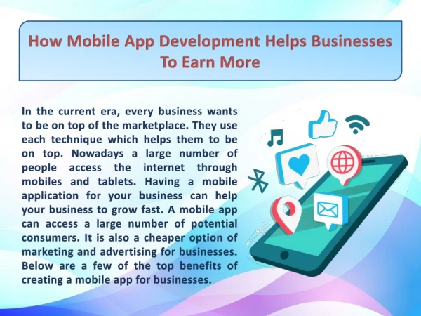 How Mobile App Development Helps Businesses To Earn More