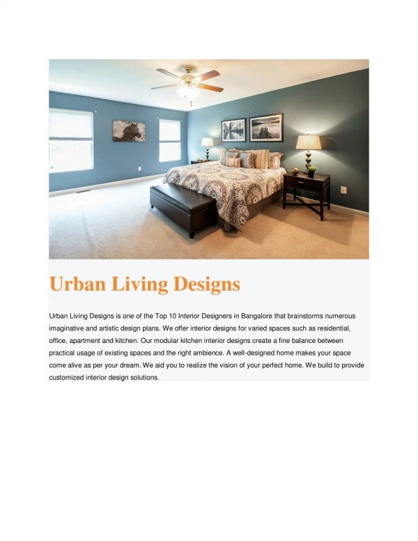 Urban Living Designs is the Best Interior designer in Bangalore