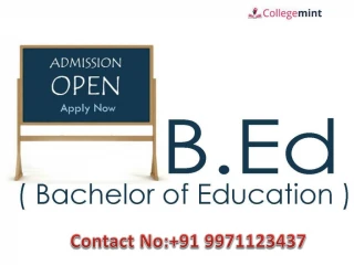 B.Ed Distance Education -Correspondence Course, Admission - slide 1