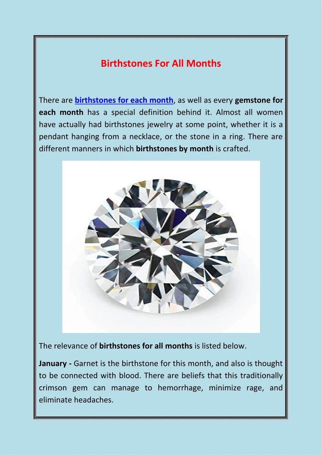 birthstones for all months