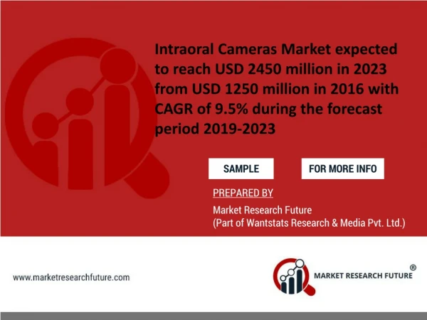 Intraoral Cameras Market expected to reach USD 2450 million in 2023 from USD 1250 million in 2016 with CAGR of 9.5% duri