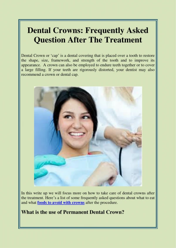 Dental Crowns: Frequently Asked Question After The Treatment